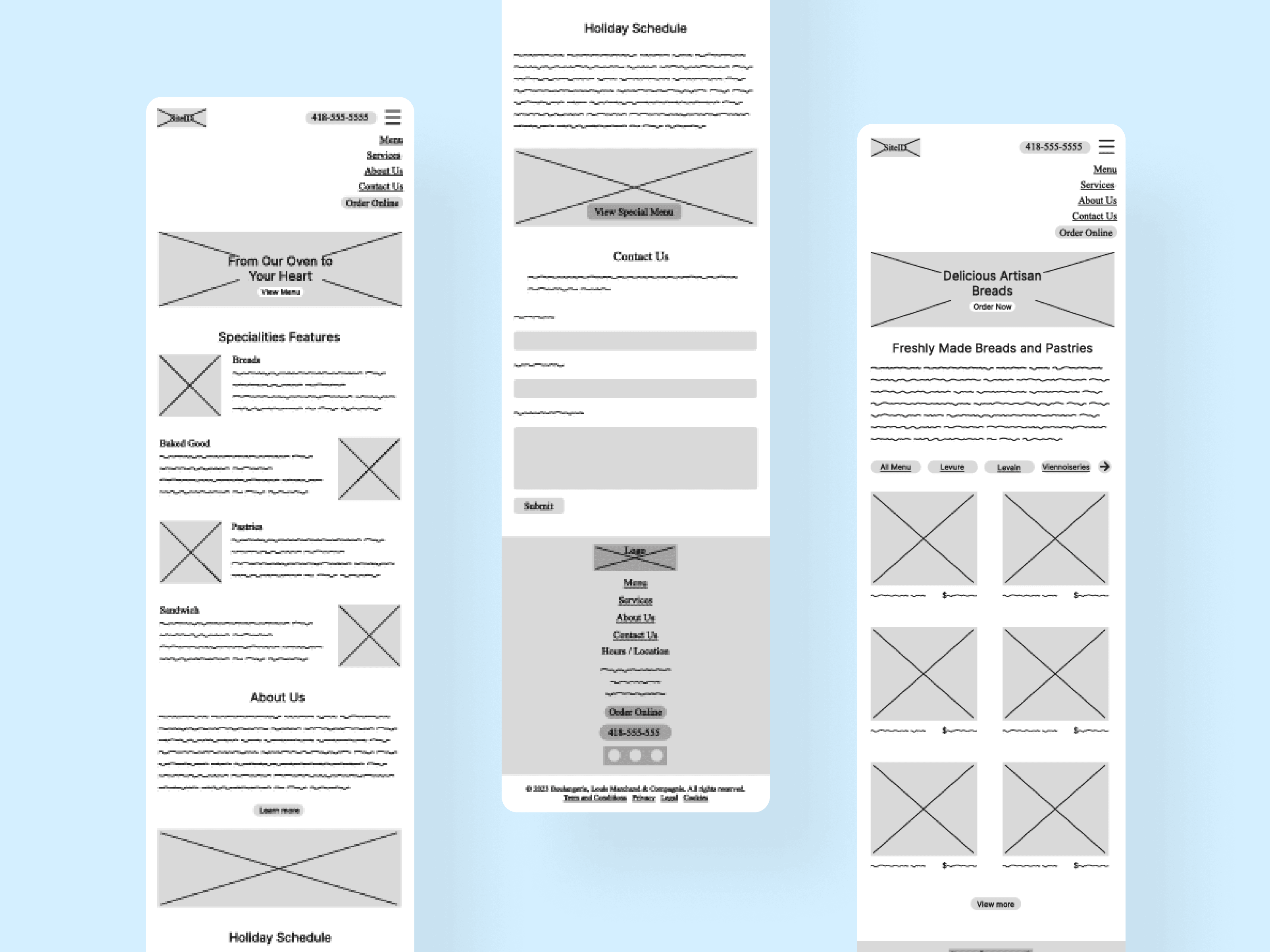 Low fidelity wireframe mobile version