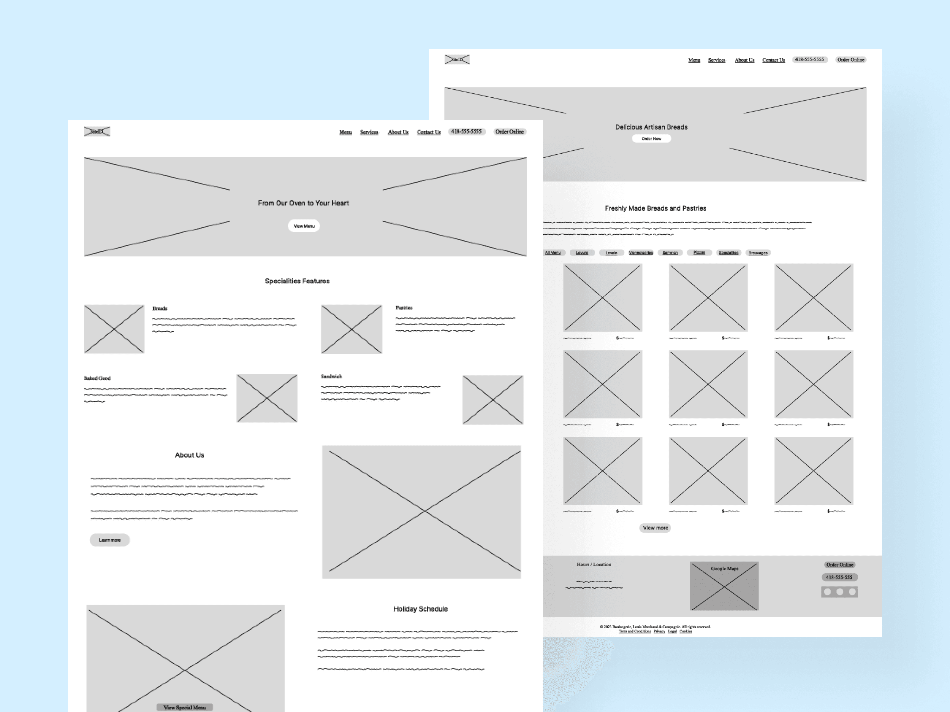 Low fidelity wireframe desktop version