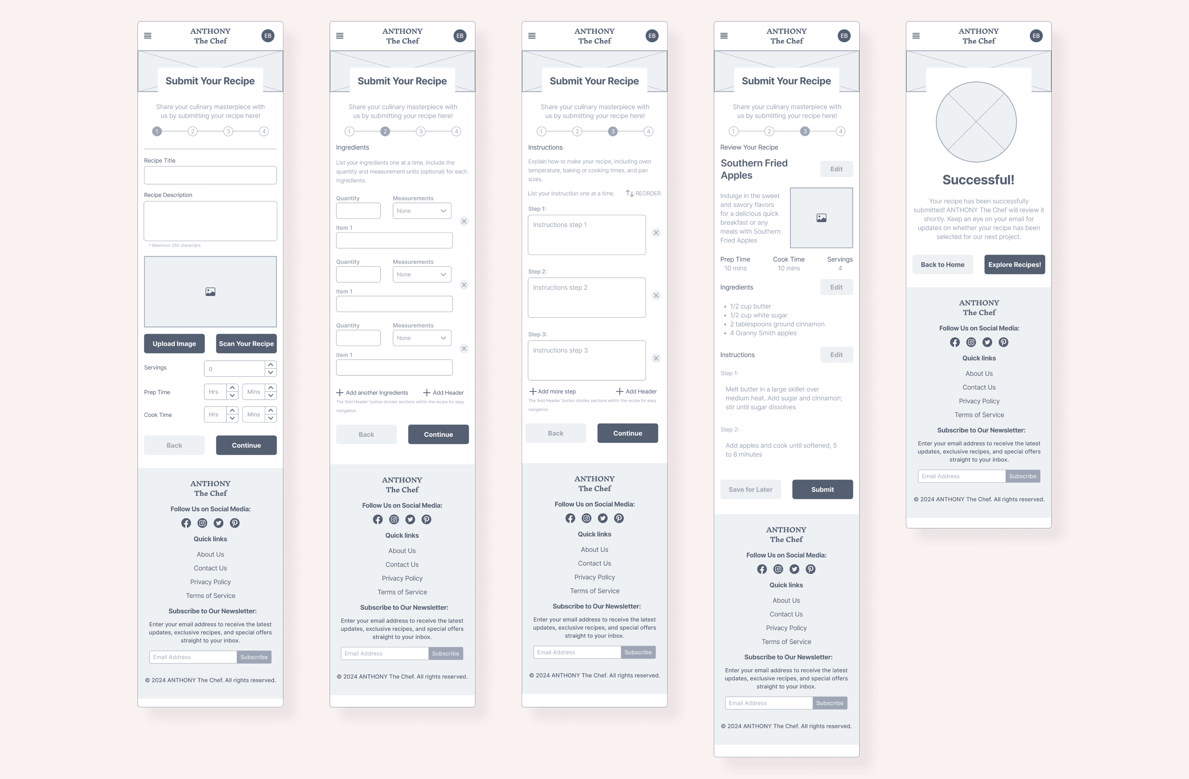 The mobile wireframe for the user side problem